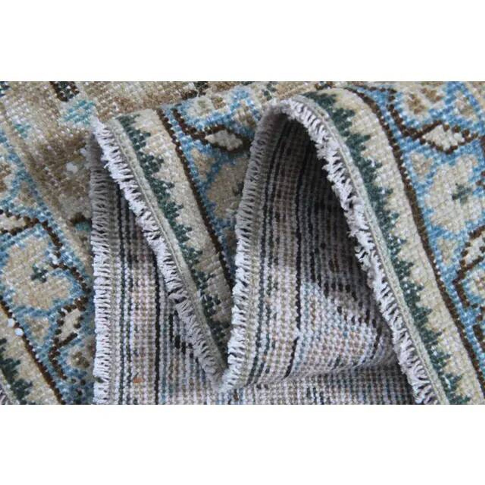 1970s Vintage Persian Handmade Wool Cotton Beige Area Rug 287x384