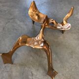 Bronze and glass coffee table with female sculpture by Victor Roman