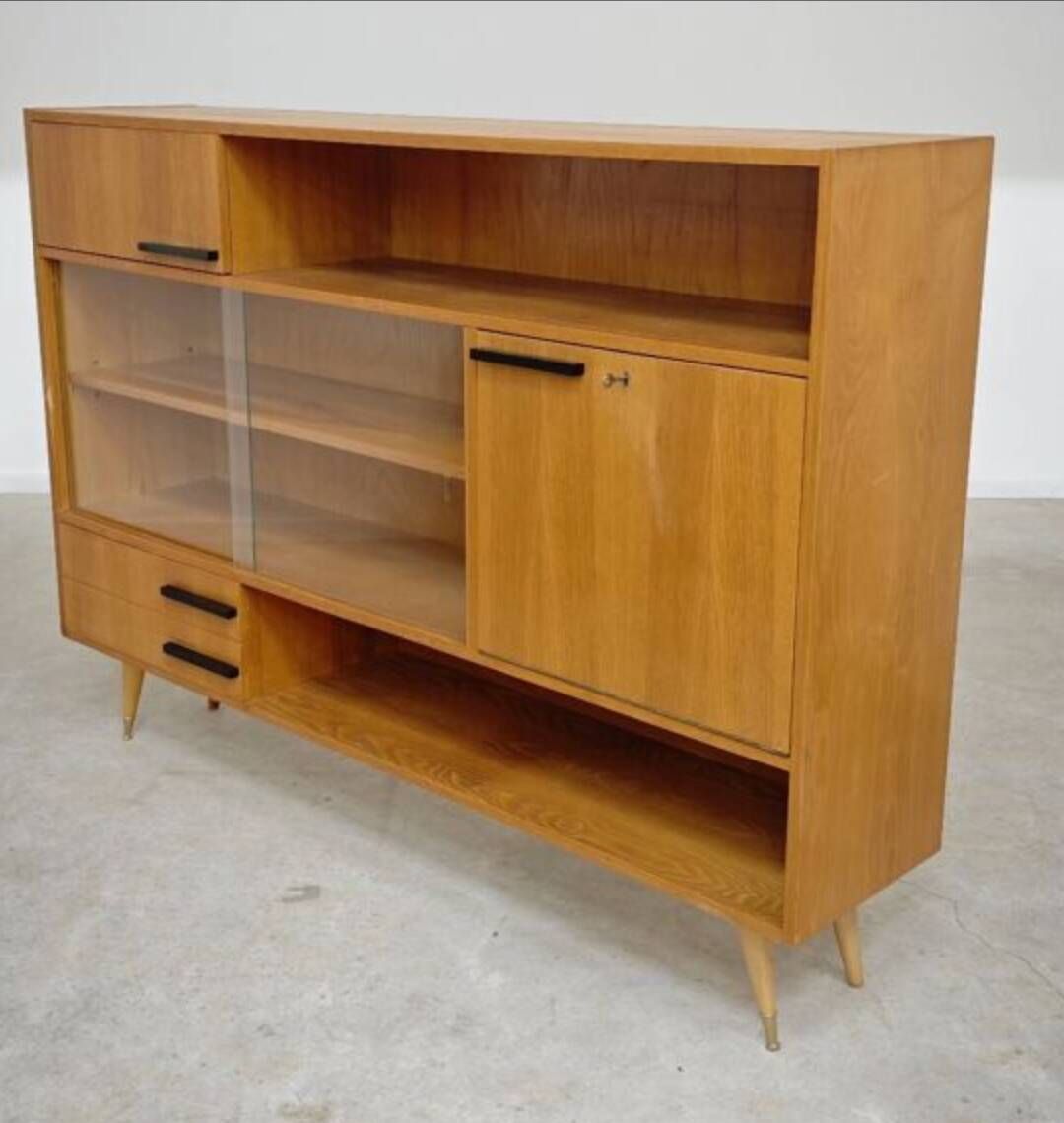 Set of 2 furniture pieces: Large sideboard Libena and Buffet U458 Jiroutek in yellow.