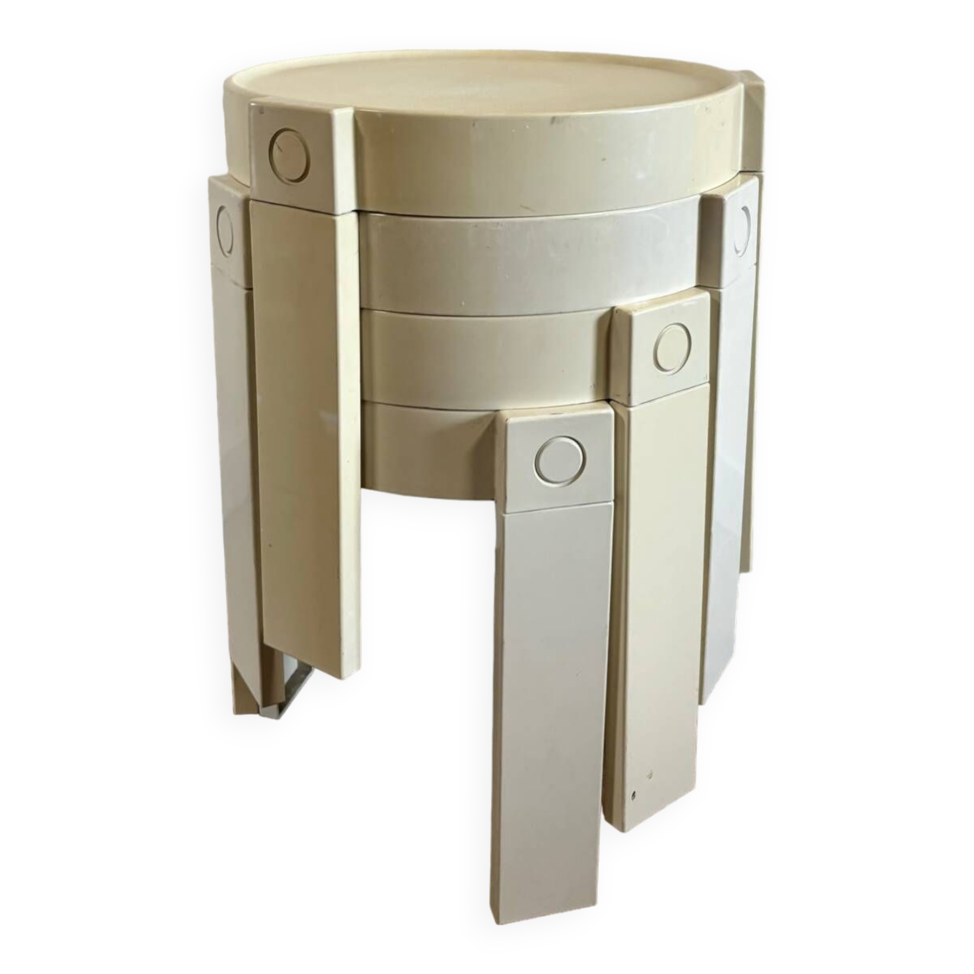 4 flair nesting tables for prisunic space age 70s white plastic