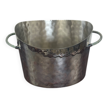 Silver-plated hammered and polished champagne bucket / basin