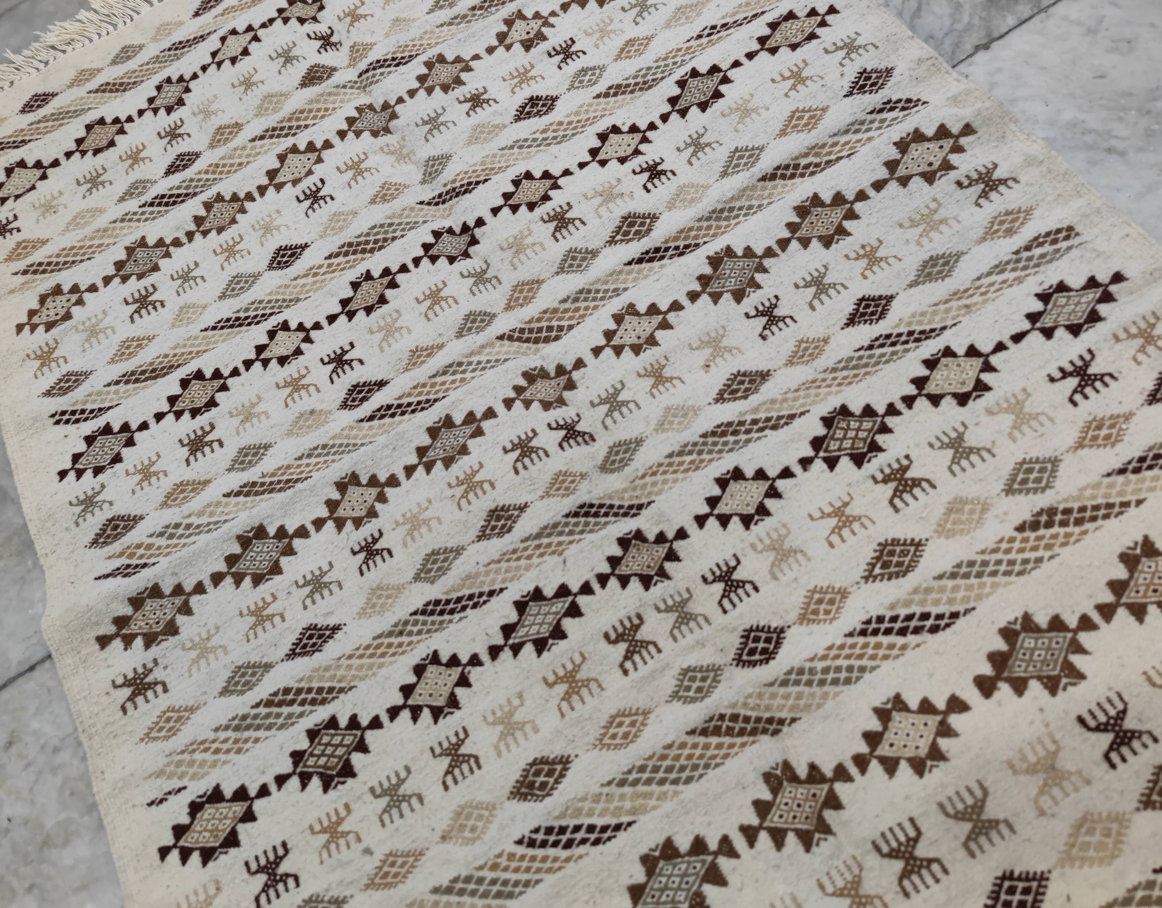 Certified hand-woven Berber patterned rug