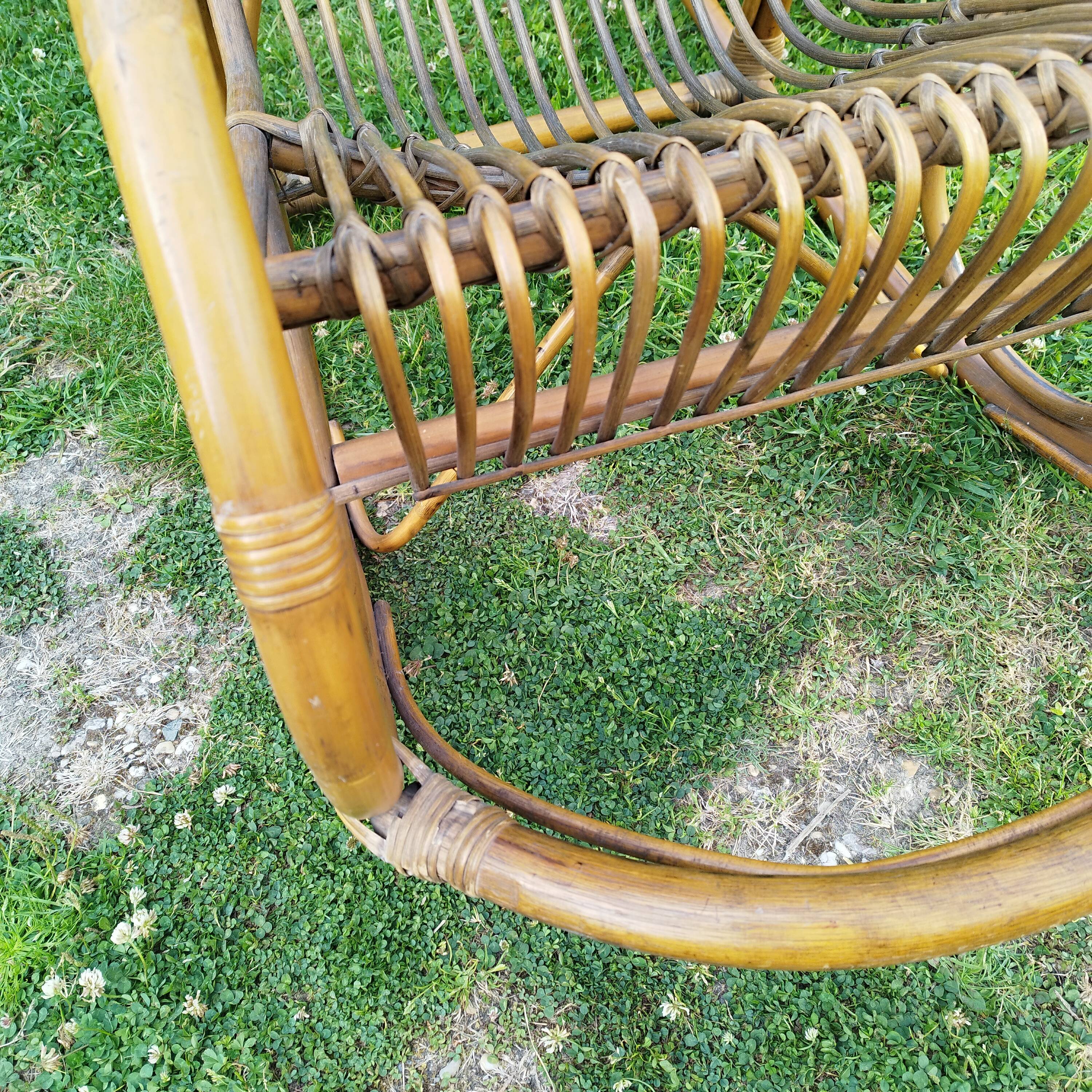 Rocking-chair vintage rotin