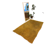 Large handmade wool rug from the 70s in lime green.