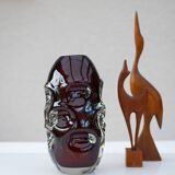 Mid-Century Modern Handmade Crystal Vase in Dark Red by Börne Augustsson
