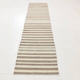 Brown & Beige Striped Turkish Runner Rug, 78x330Cm