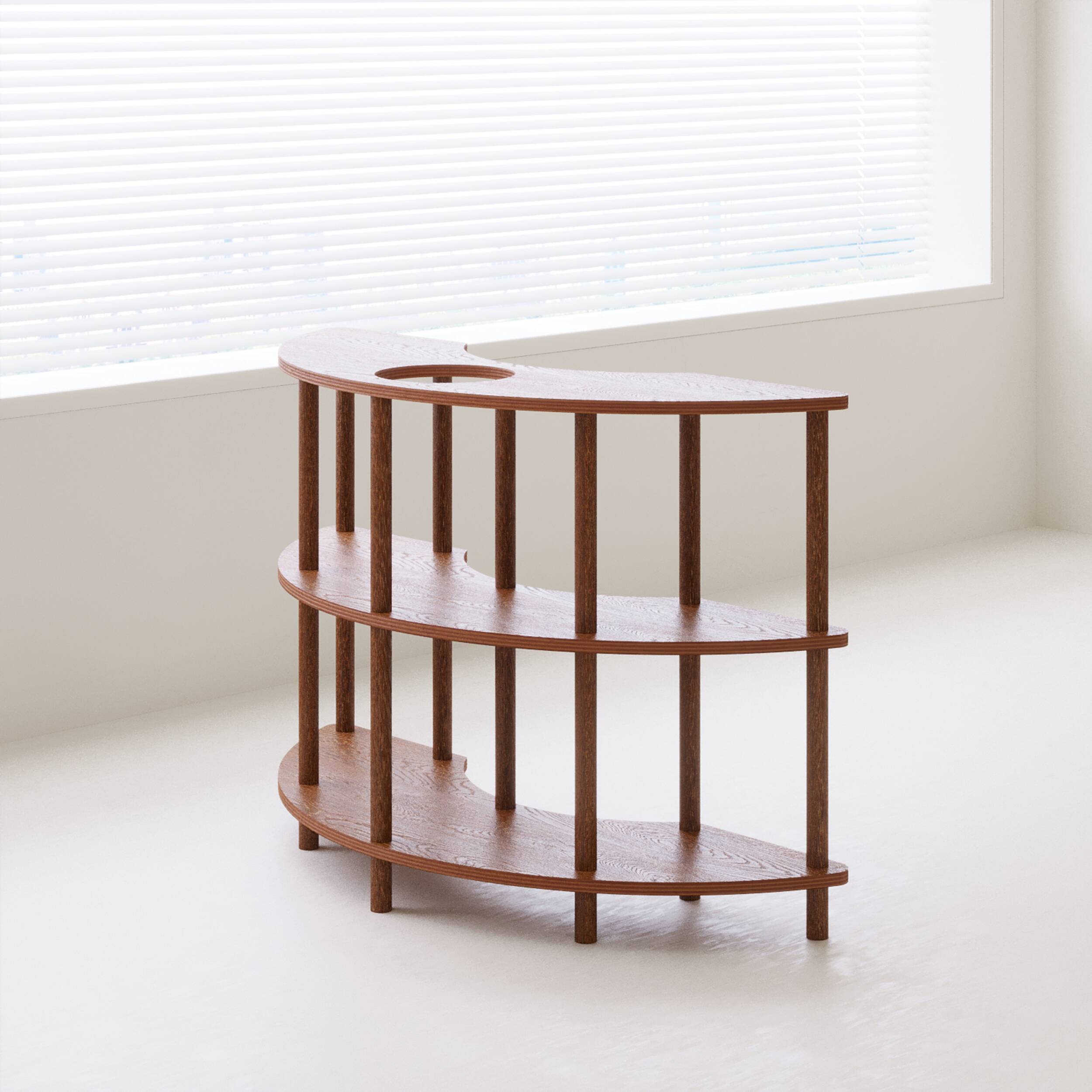 Bibliothèque contemporaine en bois faite à la main