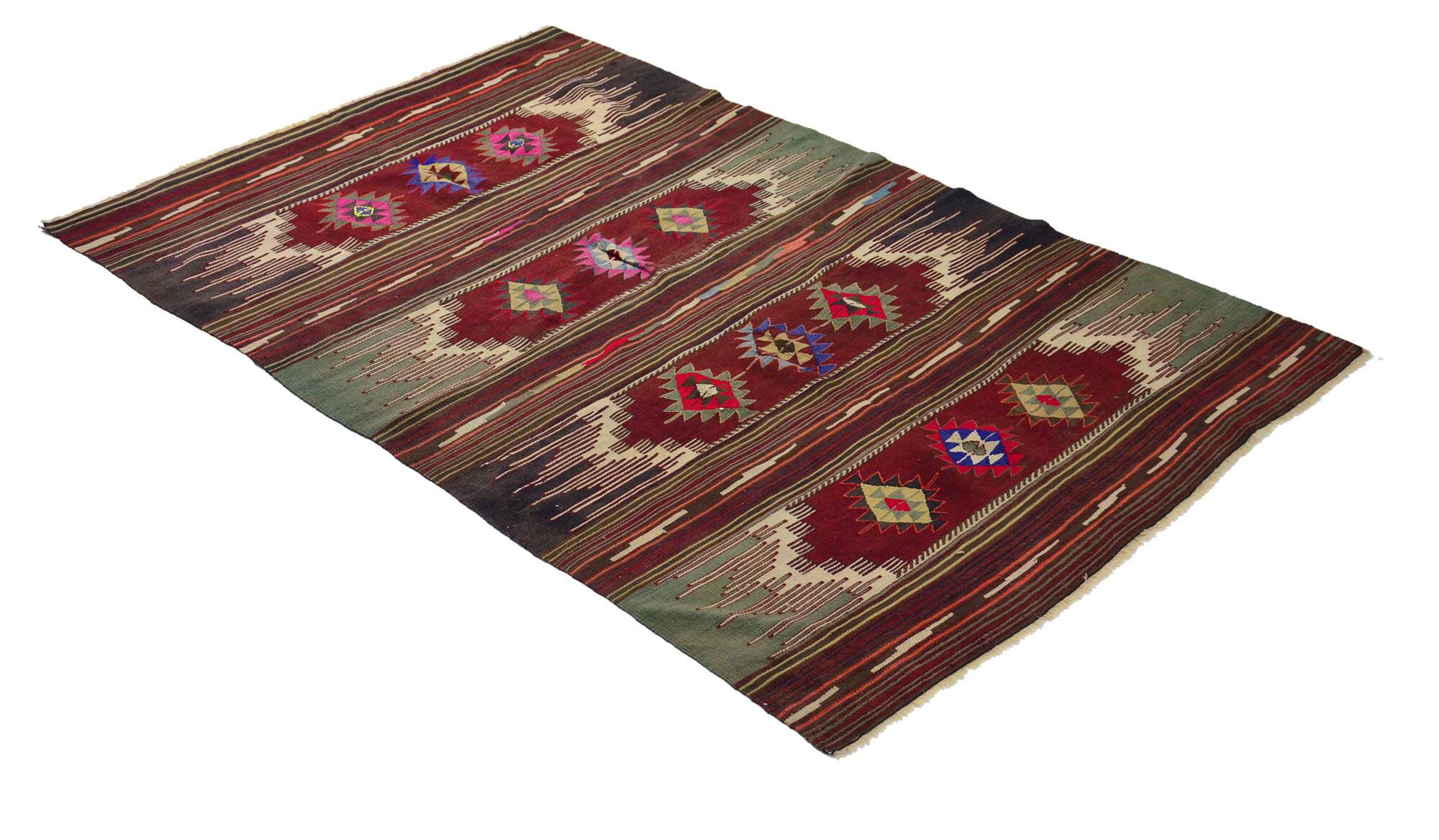 Authentic Vintage Turkish Kilims & Handwoven Rugs – Unique Home Decor Pieces 216x 145 cm