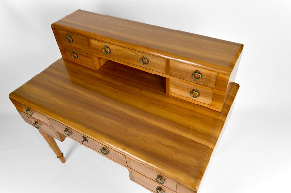 Bureau Art Déco en noyer, France, vers 1940