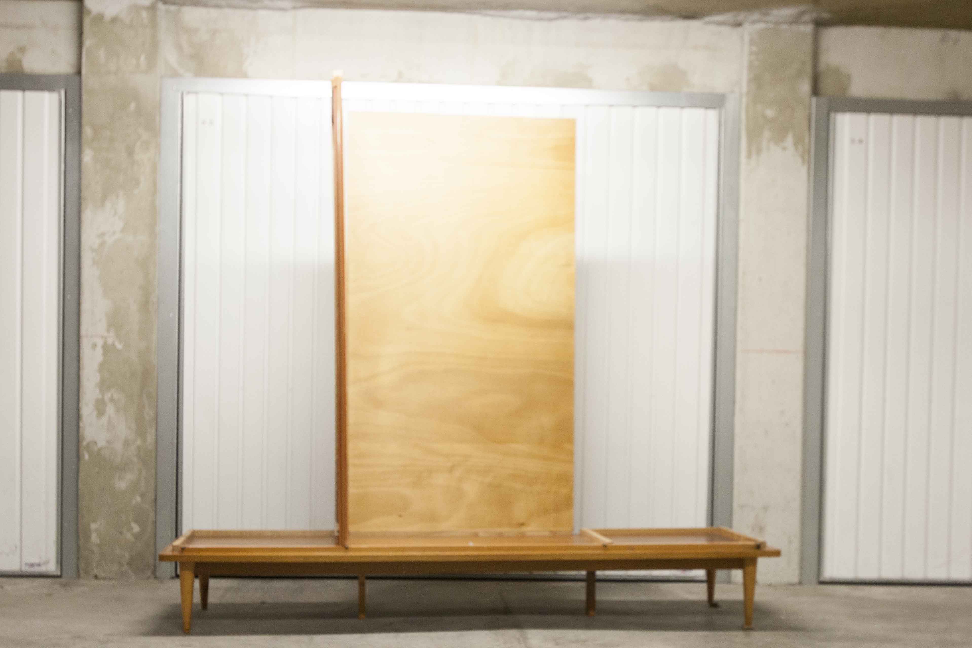 Scandinavian wardrobe 1960 honey color 4 doors L 205 cm