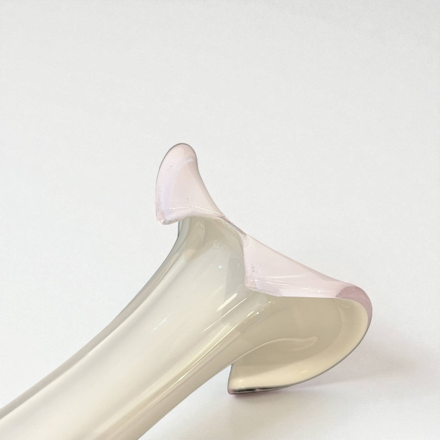 Murano blown glass soliflore vase, white - parma, vintage 1970s