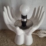 White ceramic and glass hand lamp