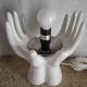 White ceramic and glass hand lamp