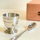 Vintage Silver-Plated Metal Egg Cup and Spoon for Birth