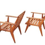 Paire de fauteuils bois