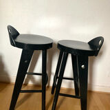 Pair of black designer stools by Baumann