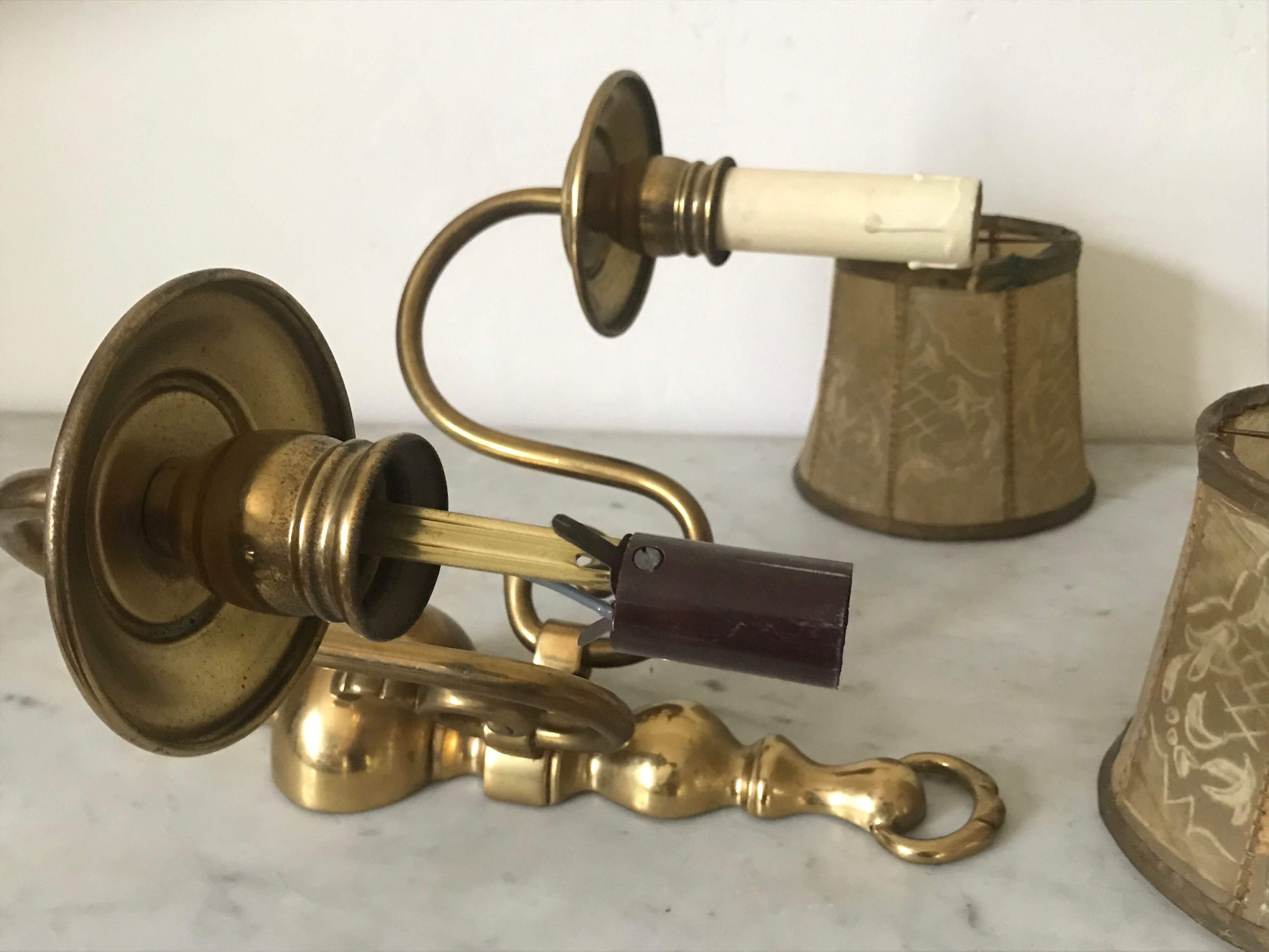 Pair of Dutch brass wall light