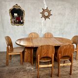Large Scandinavian pine table - 6 chairs