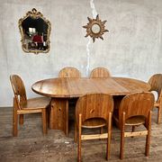 Large Scandinavian pine table - 6 chairs