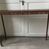 Perforated sheet metal and wood console