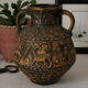 Vintage jasba vase jug with bas-reliefs of fantastic animals.