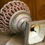 Coupe ajourée ancienne porcelaine bicolore (réparation)