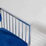 Set of four Italian modernist chrome chairs with royal blue velvet, 1970s