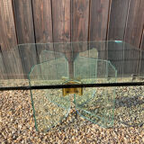 Table basse en verre et connecteurs en laiton par peter ghyczy