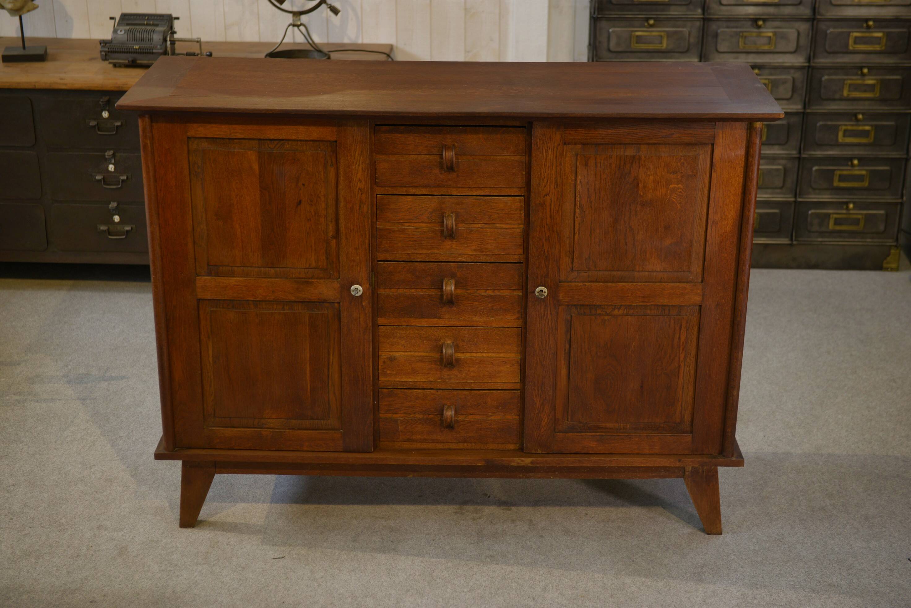 Oak buffet reconstruction by René Gabriel 1940s