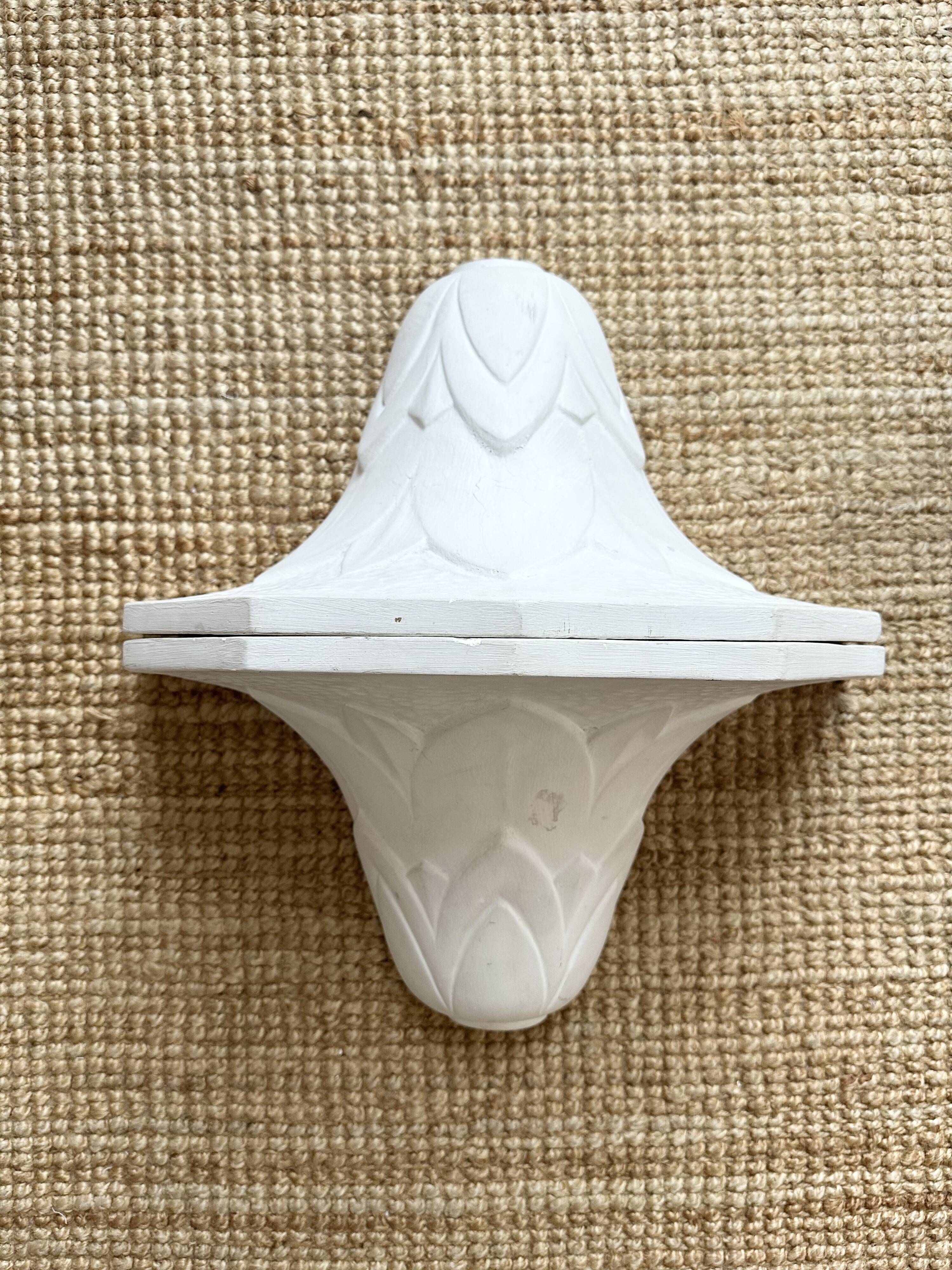 Pair of plaster wall sconces, palmette decoration, 20th century
