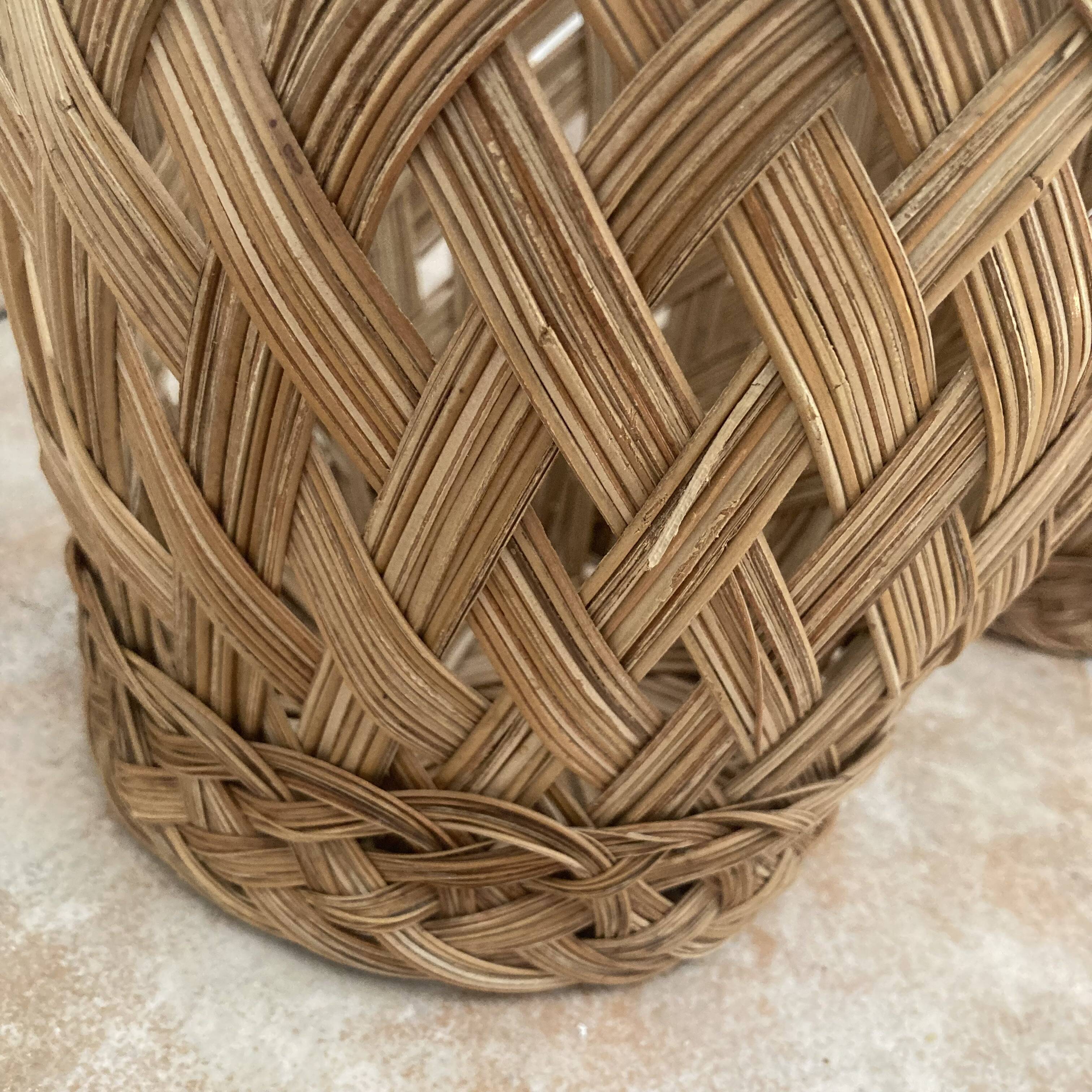 Vintage woven wicker plant pot cover