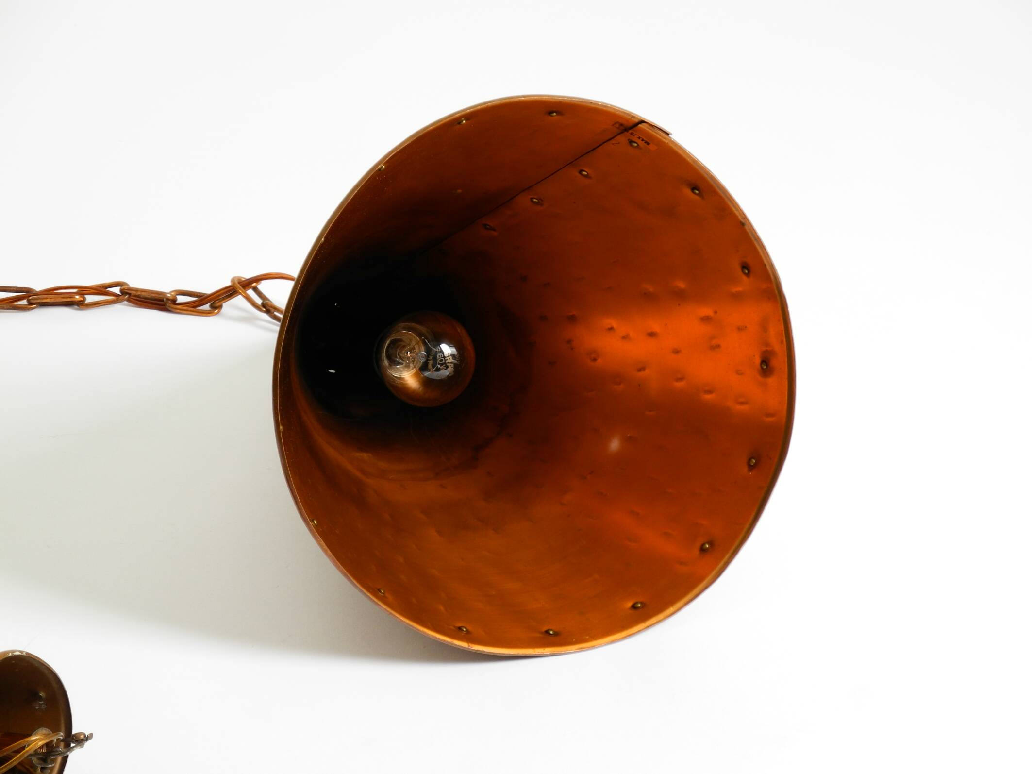 1960s cone pendant lamp in copper by th. valentiner copenhagen denmark