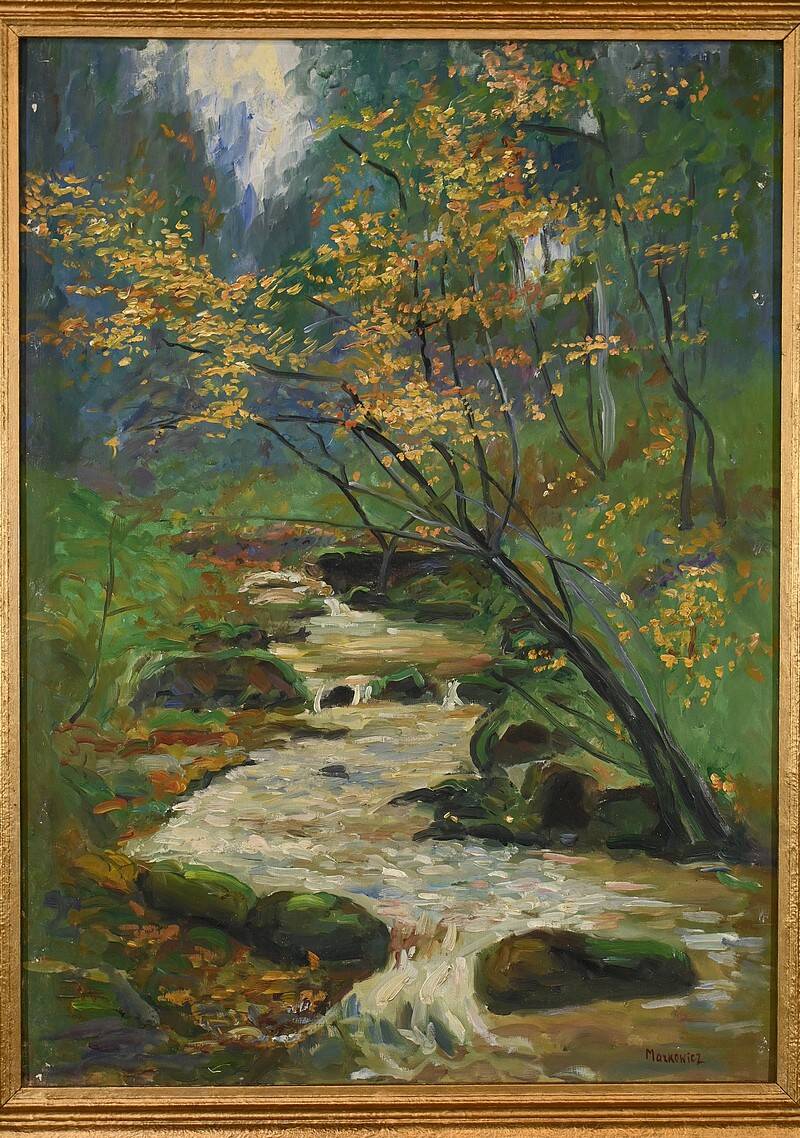 Oil on Canvas "Stream in the Forest", signed A. Markowicz – Early 20th century