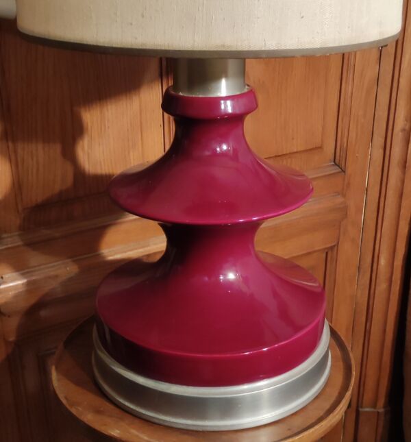 Lampe à poser céramique et alu/design 20 ème siècle