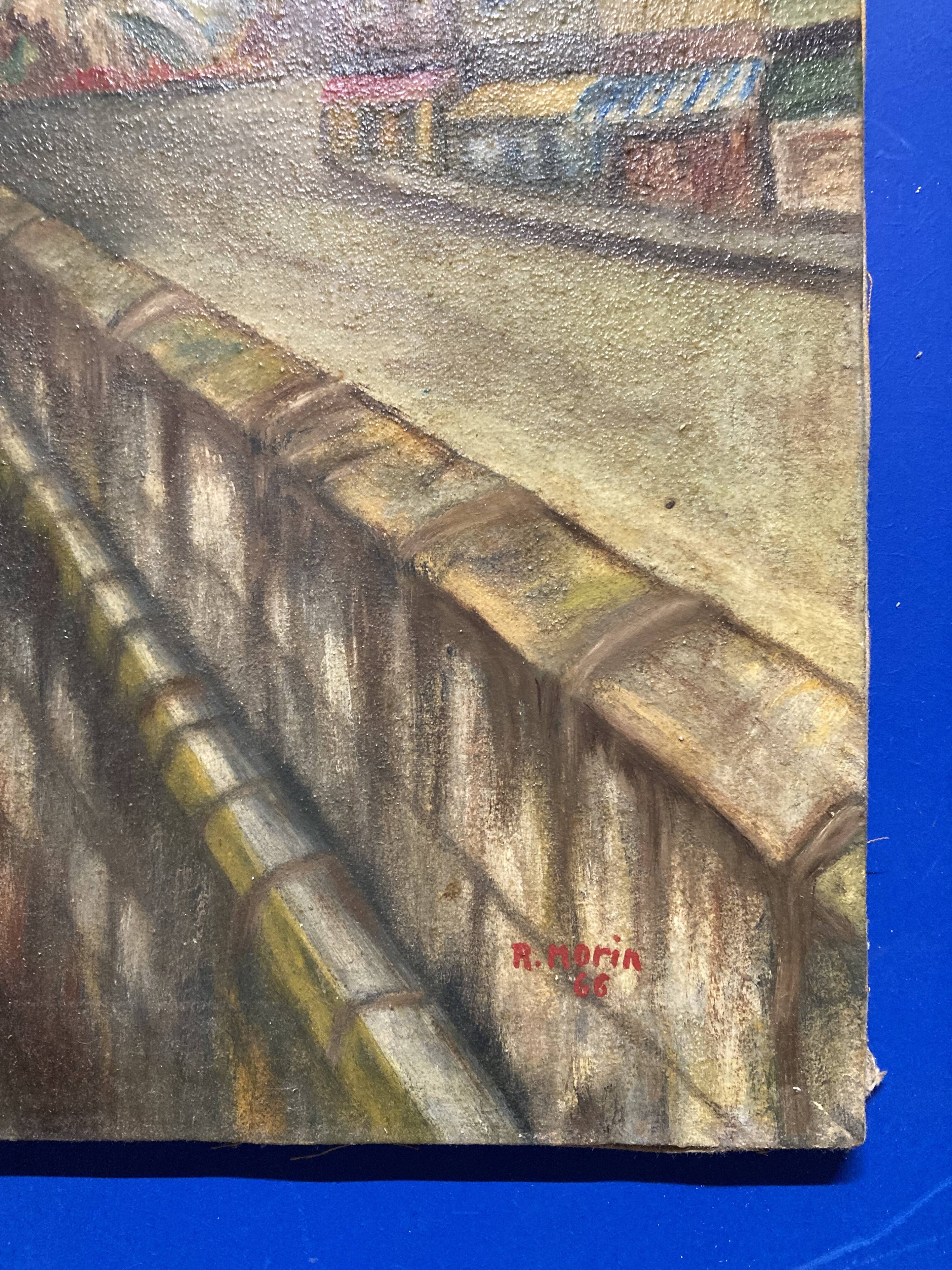 Robert morin, les quais de notre-dame de paris, huile sur toile