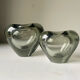 Set of 2 heart shaped Holmegaard crystal vases by Per Lutken