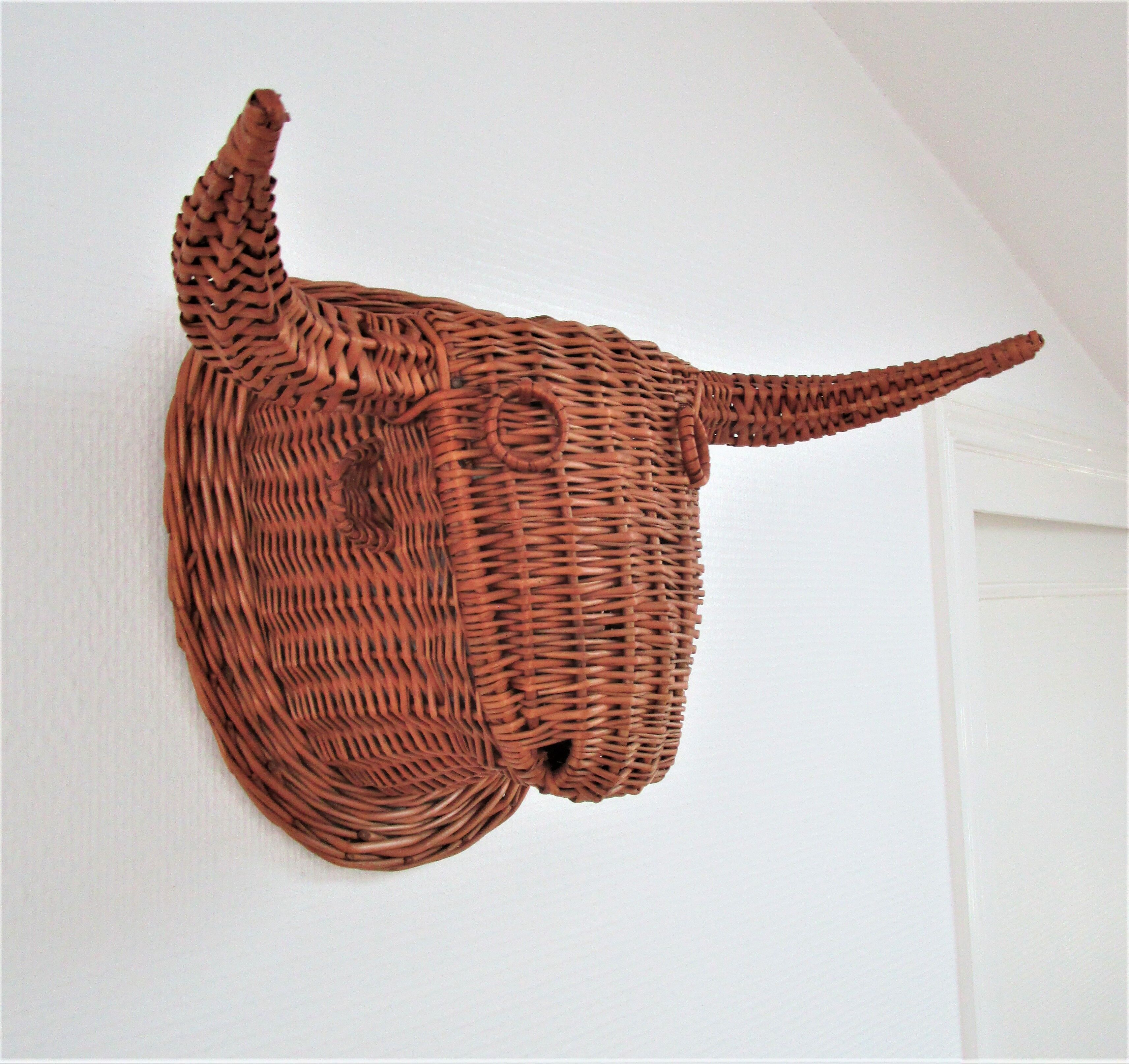 Bull head minotaur wicker vintage 60s-70s