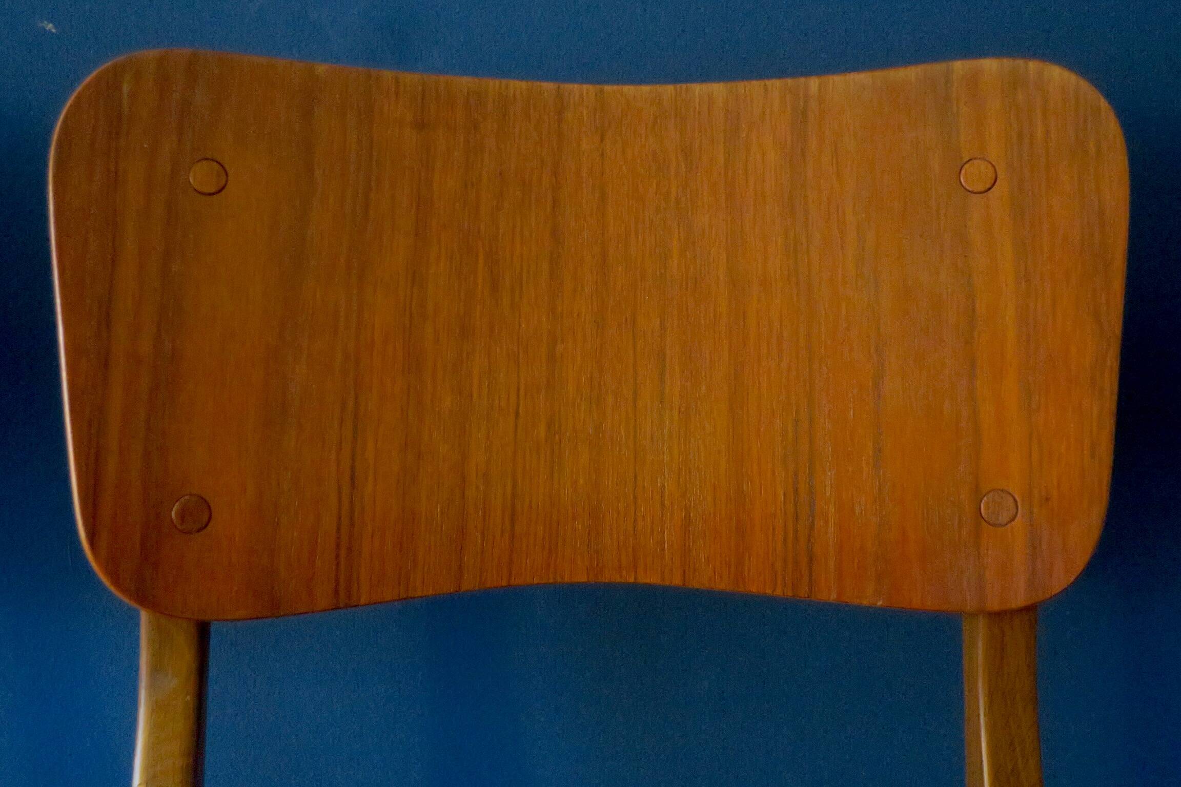 Pair of Danish teak chairs in petrol blue-green, 1960s