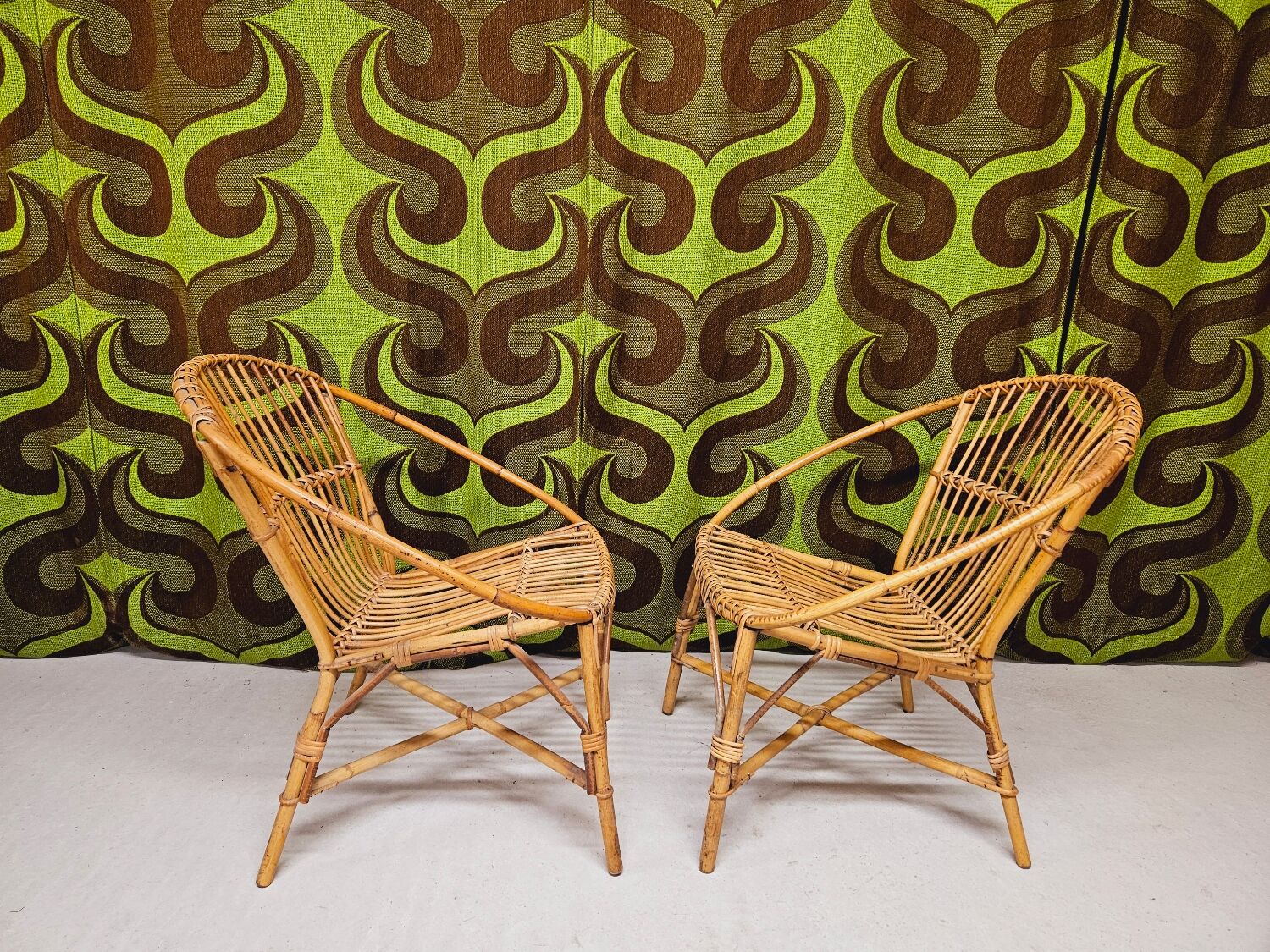 Garden lounge set in vintage bamboo rattan 1960