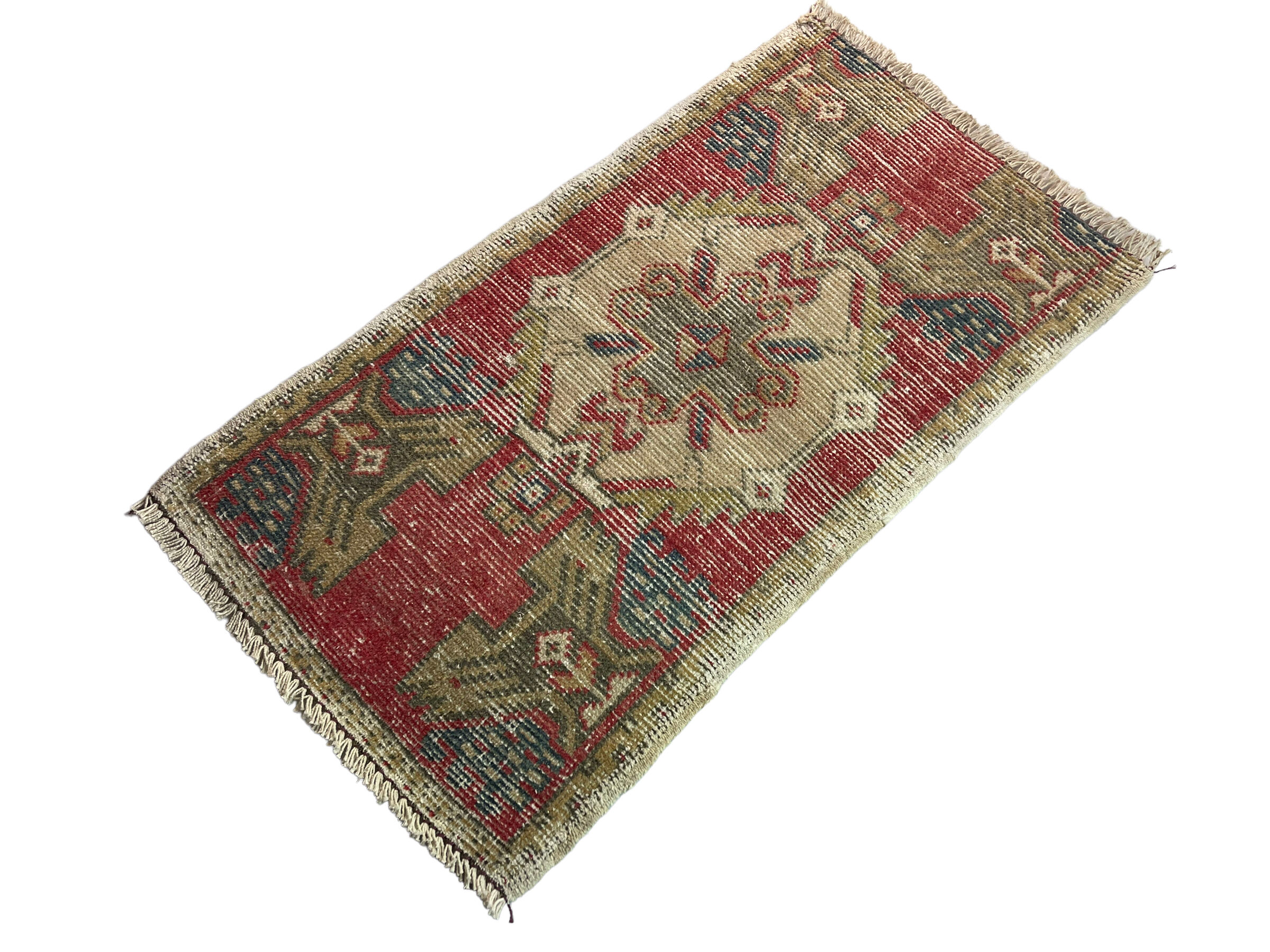 Vintage turkish pastel mini rug 93 x 52 cm