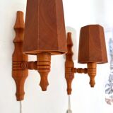 Vintage Swedish wall sconces in pine, 1970s, set of 2