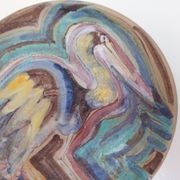 Assiette en céramique à l’oiseau vintage, signée