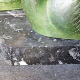 Serre-livres cygnes vintage sur socles en marbre