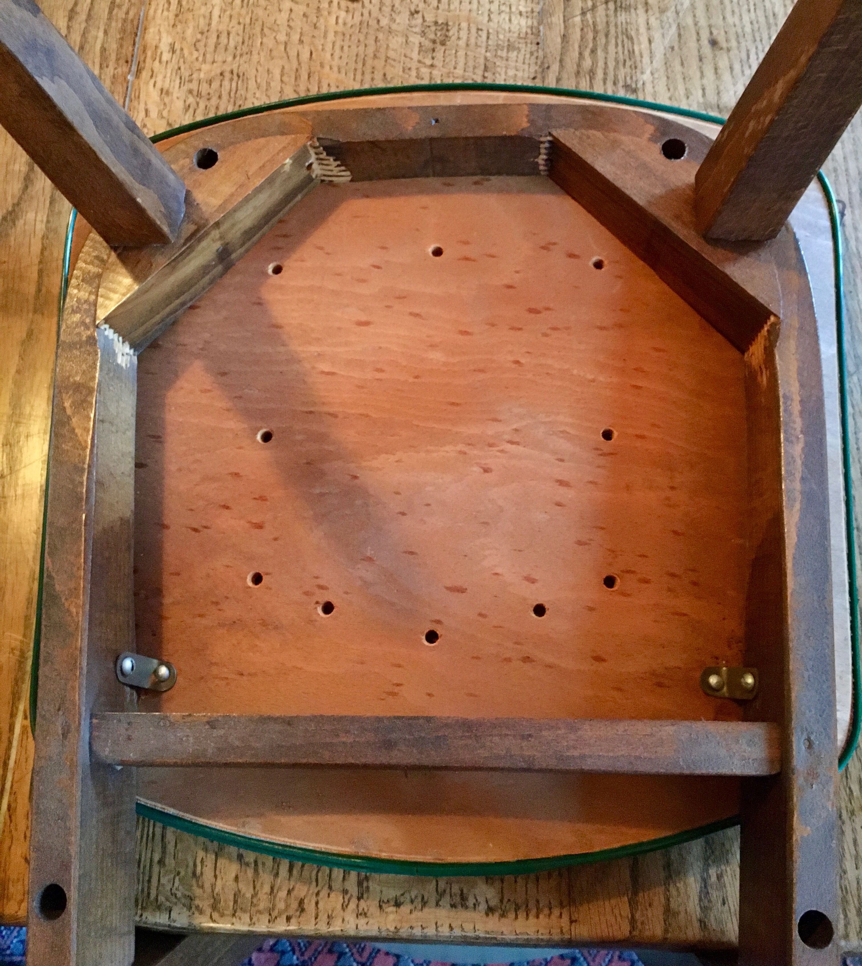 Set of 6 vintage dining room chairs in green skai