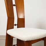 70's brutalist dining chairs in oak with bouclé fabric