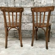 Pair of bistro chairs troquet Parisien in curved wood 1950