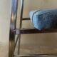 Pair of chrome and fabric chairs