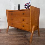 Beautiful vintage chest of drawers compass feet 1950 light oak