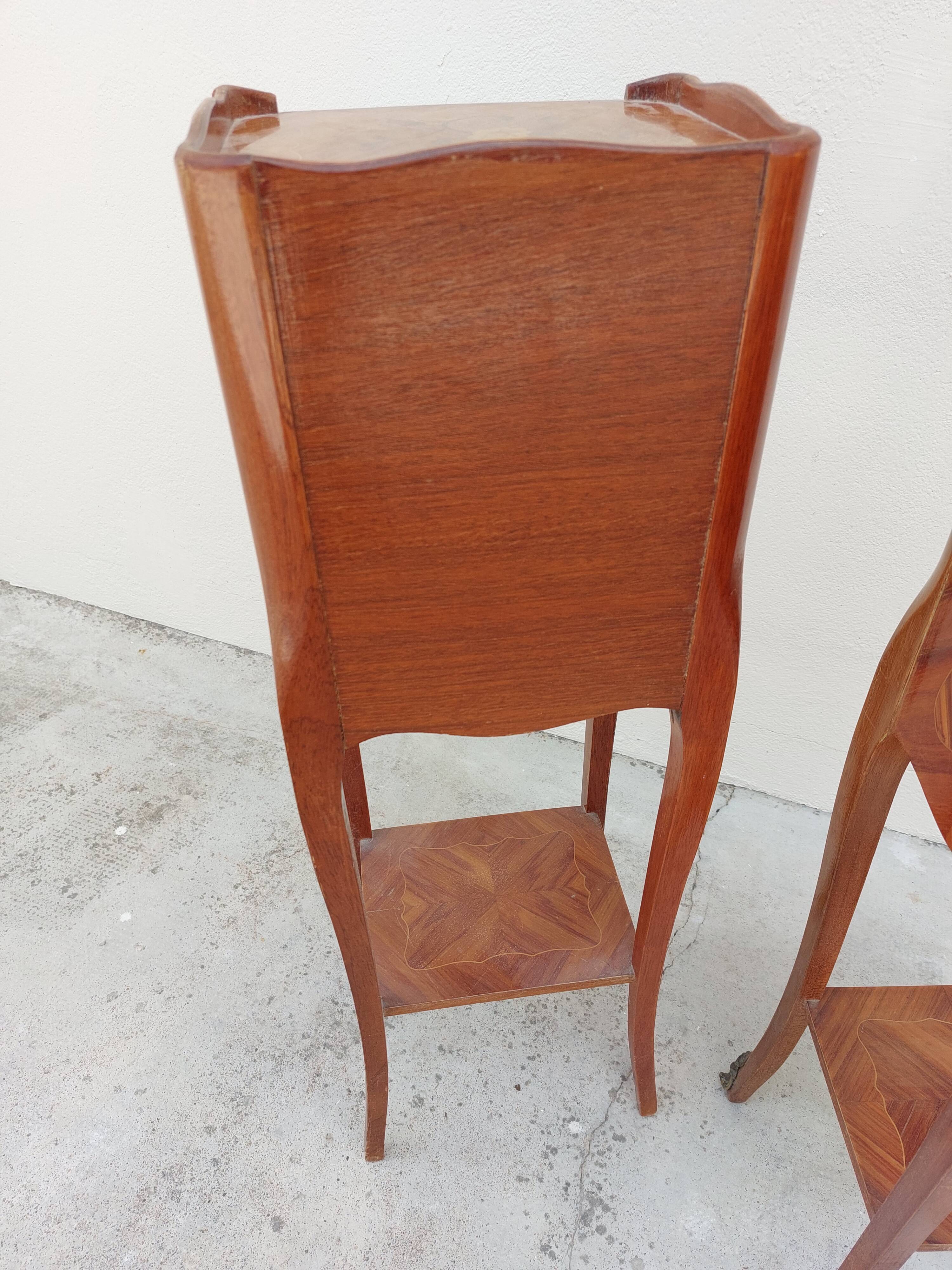 Pair of louis XV bedside tables in rosewood marquetry