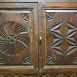 Carved pine sideboard, mountain folk art, 1950s